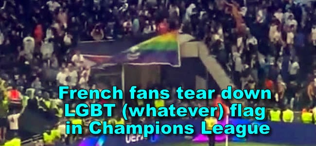French fans rip down LGBTQ flag in Champions League