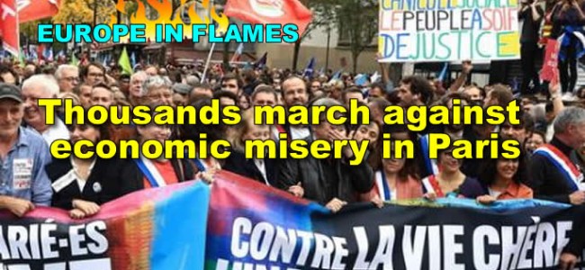 Paris protests today, Thousands march against economic misery in Paris