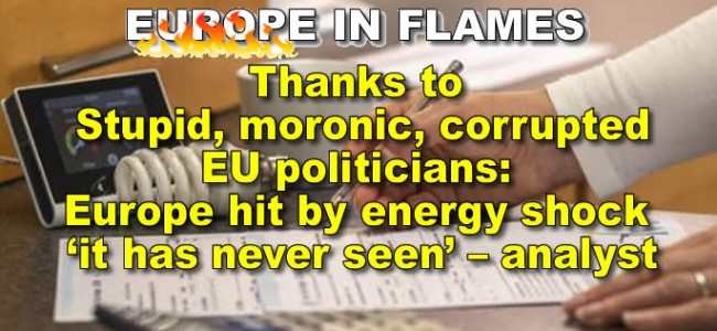 Thanks to Stupid moronic EU politicians: Europe hit by energy shock ‘it has never seen’ – analyst