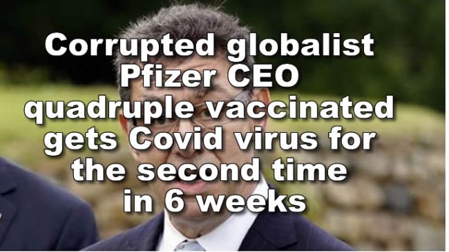 Corrupted globalist Pfizer CEO quadruple vaccinated gets Covid sick for the second time in 6 weeks