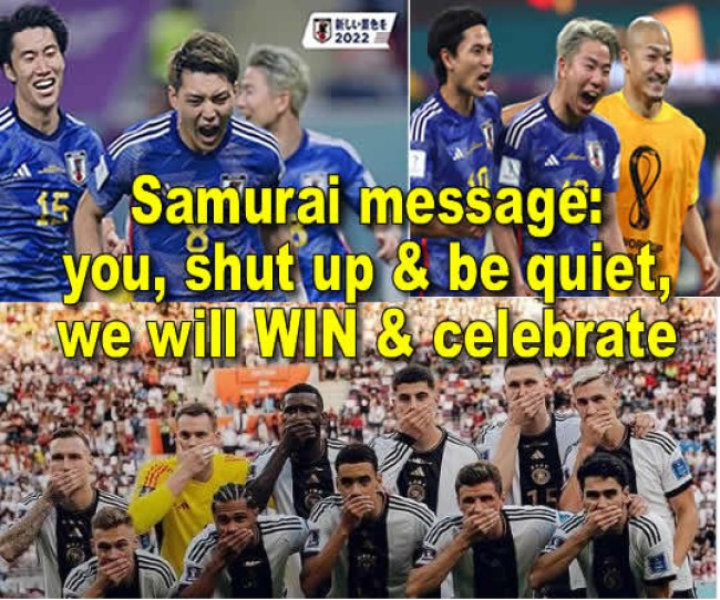 germany protests FIFA armband ban and after that being lectured by Japanese masters