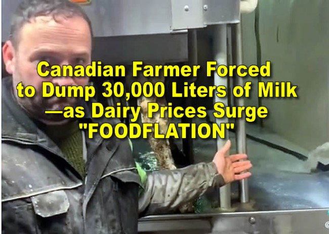 Corrupted Gov of Canada creates FOODFLATION: farmer ordered to destroy 30000L of milk