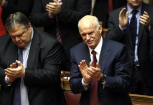 PM George Papandreou  wins a vote of confidence in the Greek parliament in Athens